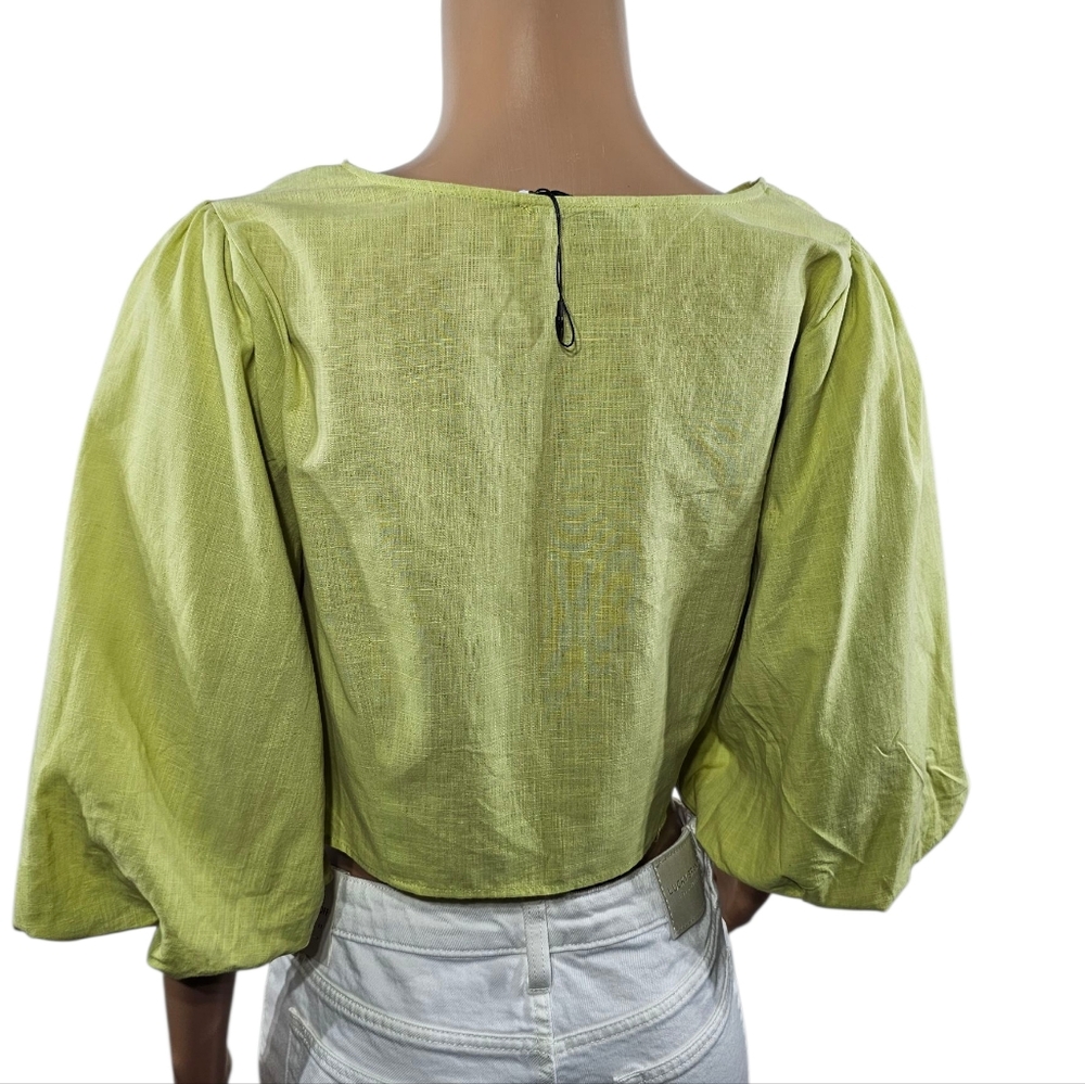 Zara Lime Green Ring Detail Crop Top - Picture 4 of 4